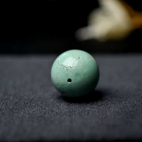 19mm中高瓷铁线蓝绿绿松石圆珠--绿松石-B22J517I15005